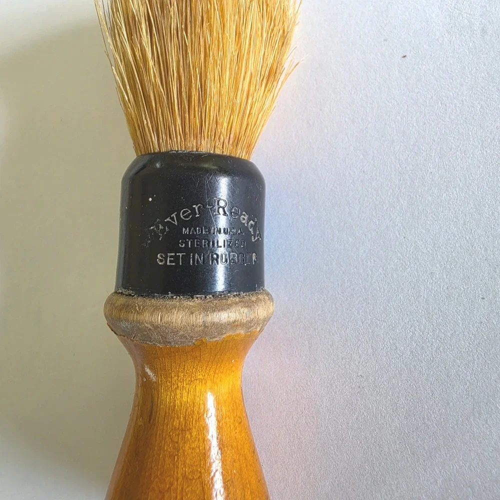 Vintage Ever-Ready Shaving Brush USA Made Black and Wood Handle 1930s-1940s
